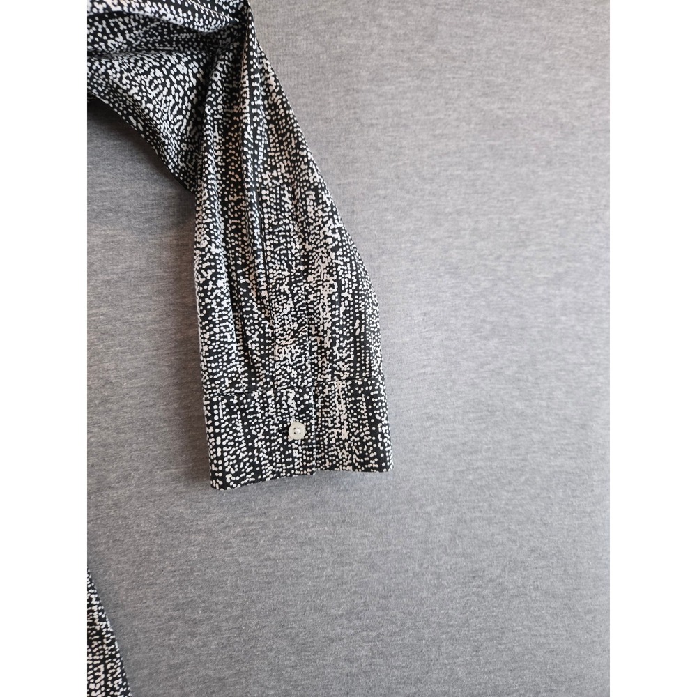 COS Button Down Shirt Women 10 Black White Textured Dots Long Sleeve‎ Stretch - Picture 7 of 11